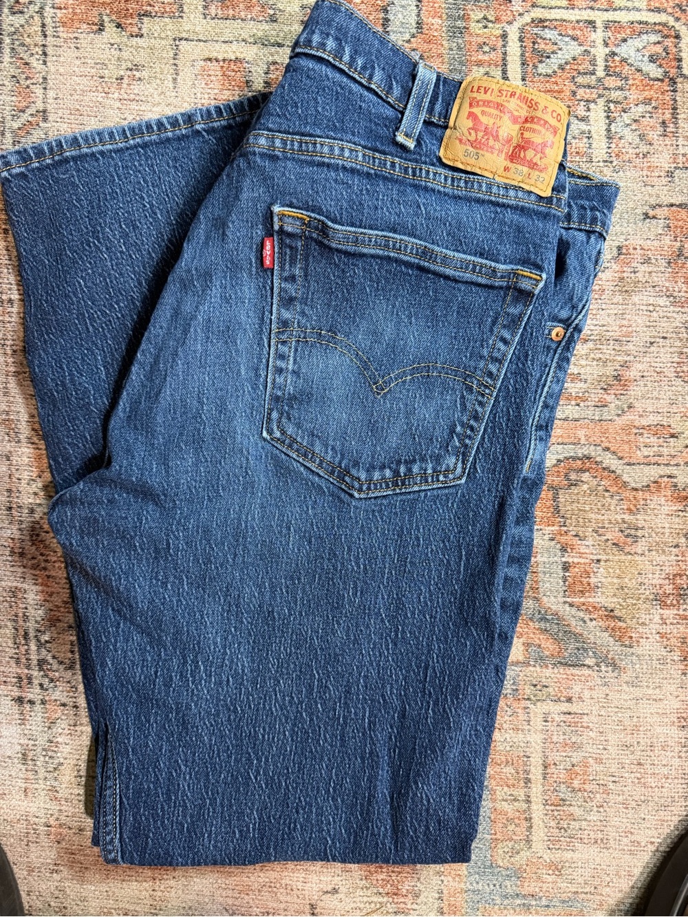 Levi's Men's Blue Denim Jeans - Classic Fit 505 38x32